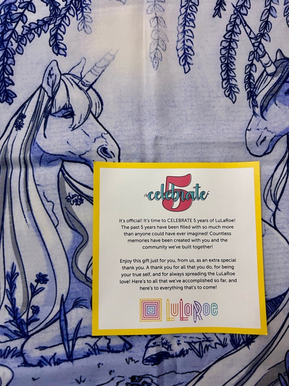 LuLaRoe Silk Scarf - 5yr Limited Edition Unicorn Print Square Silk Scarf